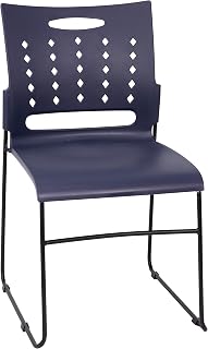 Flash Furniture Hercules Stack Chair with Air-Vent Back, Navy | Sled Base, 881 LBS. Weight Capacity