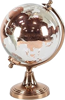 Deco 79 Aluminum Globe with Tiered Base, 9" x 8" x 13", Copper