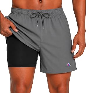 Champion Men's 5" Swim Trunks, Board Shorts with Compression Liner