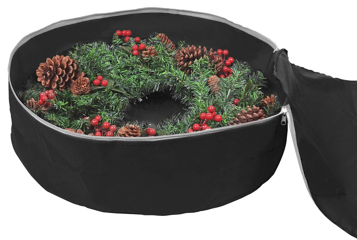 Primode Heavy Duty Wreath Storage Bag, 24 Inch, Black