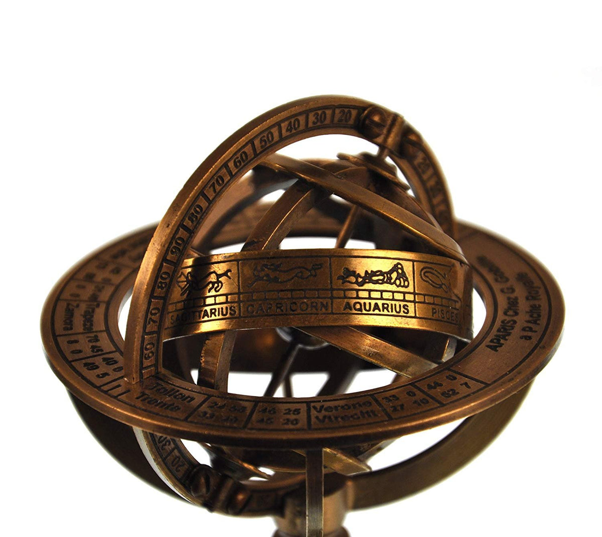 5" Nautical Brass Armillary Sphere World Globe Rosewood Base Table Decor Gift by THOR INSTRUMENTS – 5x5 inches, Wood, Antique Brass, Model UK142