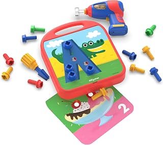 Educational Insights Design & Drill ABCs & 123s - Building Construction Toys for Toddlers, Kids Tool Set with Drill Toy, Preschool Learning Activities, Toddler STEM Toys for 3+ Year Old