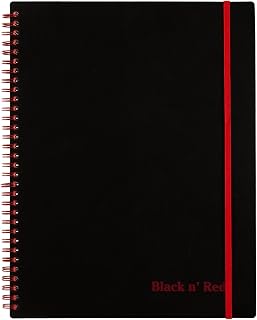 Black n' Red Business Notebook, Soft Cover, Twin Wirebound, 70 Ruled Sheets, Large, Black (K66652)