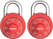 Master Lock Locker Lock, Combination Padlock for Gym and School Locker, Red, 2 Pack, 1530REDEC2