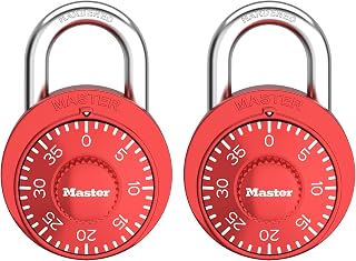 Master Lock Locker Lock, Combination Padlock for Gym and School Locker, Red, 2 Pack, 1530REDEC2