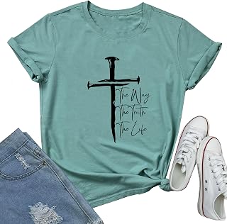 Women Cross Graphic Tees Soft Tops