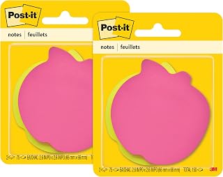 Post-it Super Sticky Notes, 3x3 in, 2X the Sticking Power, Apple Shape (7350-APL) (Pack of 2)