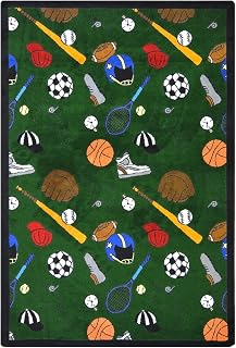 Joy Carpets Sports Fan Multi-Sport Area Rug, Green