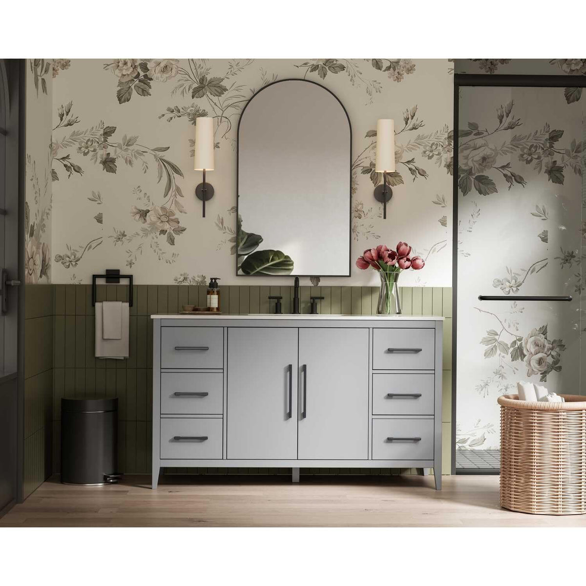 Millie Bathroom Vanity Grey by Lighting Design – Wood, Grey, Model VF29360GR