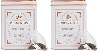 Harney & Sons Darjeeling Black Tea, 20 Sachets of Black Tea | Classic Collection, 20 sachet tin (Pack of 2)
