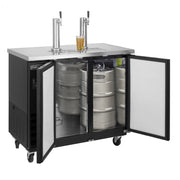 Dual Tower Beer Dispenser by MAXX Cold – 47.5 Inch Wide, 10.5 cubic_feet, Stainless Steel, Black, Model MXBD48-2BHC