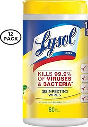 Lysol Disinfecting Wipes, Lemon and Lime Blossom, 80 Count (Pack of 12)