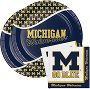 NCAA Creative Converting Michigan Wolverines Party Bundle 9" Plates (16) Lunch Napkins (20)