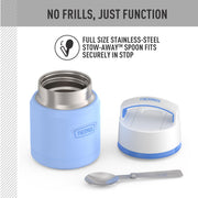 ICON Stainless Steel Food Jar with Spoon by THERMOS – 12 Ounce, 12.0 fluid_ounces, Stainless Steel, Light Blue, Model IS3116LB4