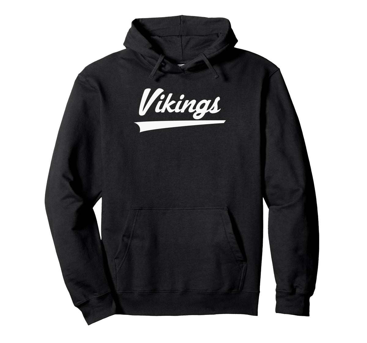 Curtis Vikings Vintage Swoosh Pullover Hoodie by Curtis Vikings Official High School Gear – Polyester, Black, Model MD87V9YMEWV