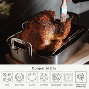 Made In Stainless Roasting Pan With Rack, 18.45 Inch, Silver