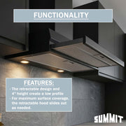 Summit 20” Range Hood by Summit Appliance – 20 Inch, Stainless Steel, Black, Model HRTX20BPTC