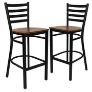 Flash Furniture Cherry Wood Seat/Black Metal Frame / Set of 2 / Traditional( 2 Pack) Barstools