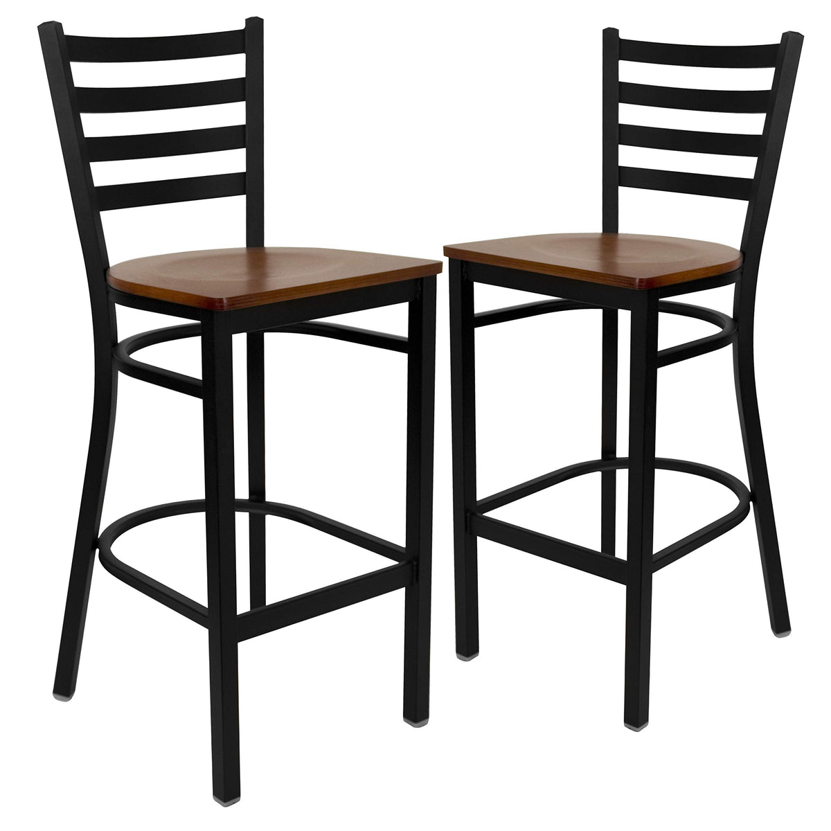 Flash Furniture Cherry Wood Seat/Black Metal Frame / Set of 2 / Traditional( 2 Pack) Barstools
