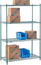 Nexel Poly-Green, 4 Tier, Wire Shelving Starter Unit, 48"W x 21"D x 74"H