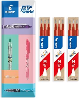 Pilot Frixion Heat and Friction Erasable Refill, Medium Line 0.7mm, Pack of 9 Refills, 3 Packs in Pillow Packaging (Red)