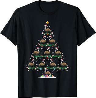 Emu Christmas Tree Pajama Men Women Kids Ugly Xmas T-Shirt