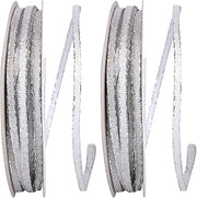 Reliant Ribbon Glimmer Wired Edge Ribbon, 1/8 Inch X 25 Yards, Silver (Pack of 2)