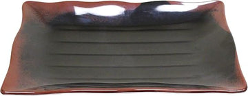 Thunder Group Tenmoku melamine dinnerware collection 13 1/2" x 9 1/8" wave rectangular plate, comes in dozen