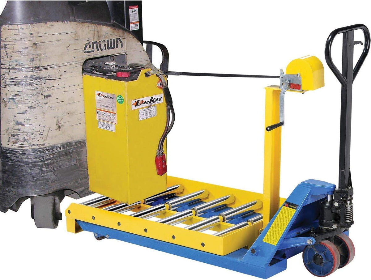 Forklift Battery Transfer Platform by Global Industrial – 45"L x 33"W x 9"H, Alloy Steel, Yellow, Model 241957