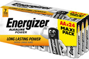 Battery Alkaline Power AA (Mignon/LR6 24 Storage Box) by Energizer – 24-Pack, Alkaline, Silver/black, Pack of 24, Model E300456403
