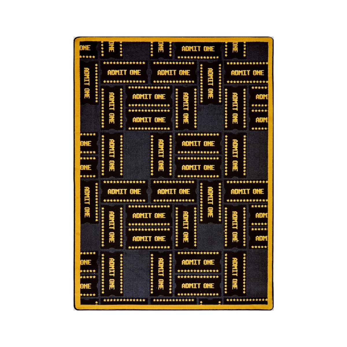 Any Day Matinee Admit One Theater Area Rug by Joy Carpets – 3'10" x 5'4" (Rectangular), Nylon, Black, Model 1666B-01