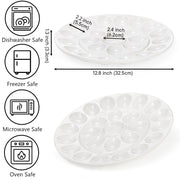 Foraineam Porcelain Deviled Egg Platter, 12.6 Inches, White 2 Pack