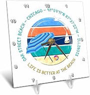 3dRose American Beaches - Oak Street Beach, Chicago, Illinois Travel Gift 6x6 Desk Clock