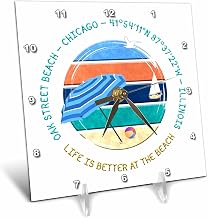 3dRose American Beaches - Oak Street Beach, Chicago, Illinois Travel Gift 6x6 Desk Clock