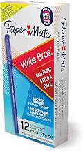 Paper Mate Write Bros. Ballpoint Pens, Medium Point (1.0mm), Blue, 12 Count - Smooth Ink, Sleek Design