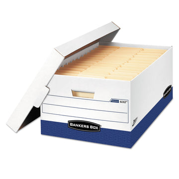 FEL0063201 - Presto Maximum Strength Storage Box by Bankers Box – Legal Size, Paper, White/Blue, Pack of 12