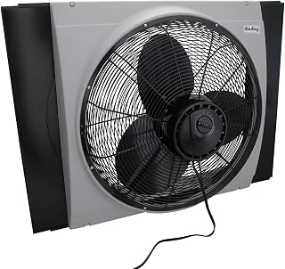 Air King 20" 1/6 HP Whole House Window Fan with 3-Speeds and Storm Guards for Circulation and Exhausting Air, 9166, Black
