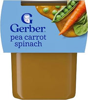 Gerber Stage 2 Baby Food, Pea Carrot Spinach Puree Tubs, Baby Puree, 16PK