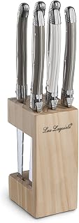 Amefa Lou Laguiole Tradition Steak Knife Set with Wooden Block, Mixed Colors, Set of 6