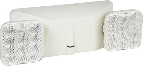 Global Industrial 2 Head Square LED Emergency Unit w/Adjustable Optics and Ni-Cad Battery Backup
