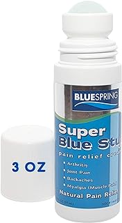 Super Blue Stuff Natural Pain Relief Roll-On with Emu Oil, 3 fl oz | Anti Inflammatory Analgesic Cream, For Back, Knee, Joint, Muscle, Arthritis, Neck Pain