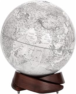 Globe, Cute Elegant Premium Decorative Creative with Black Walnut Base 10 Inch Diameter Clear Text Marking