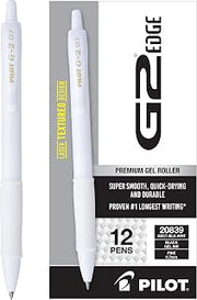 PILOT G2 Edge White, Premium Gel Roller Pens, Sensory Writing Experience, 12ct box, Fine Point 0.7 mm (Pack of 12)