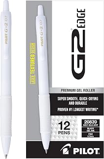 PILOT G2 Edge White, Premium Gel Roller Pens, Sensory Writing Experience, 12ct box, Fine Point 0.7 mm (Pack of 12)