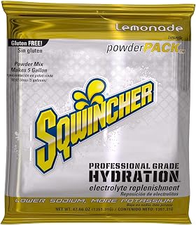 Sqwincher Electrolyte Powder, Lemonade Drink Mix, 47.66 oz Packet, 16 Pack | Replenishes electrolytes with fast hydration; low sodium; just add water; each packet makes 5 gallons for easy hydration