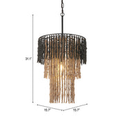 Bizu Ceiling Lamp Black & Beige by Zuo – Medium, Metal, Black & Beige, Model 56175