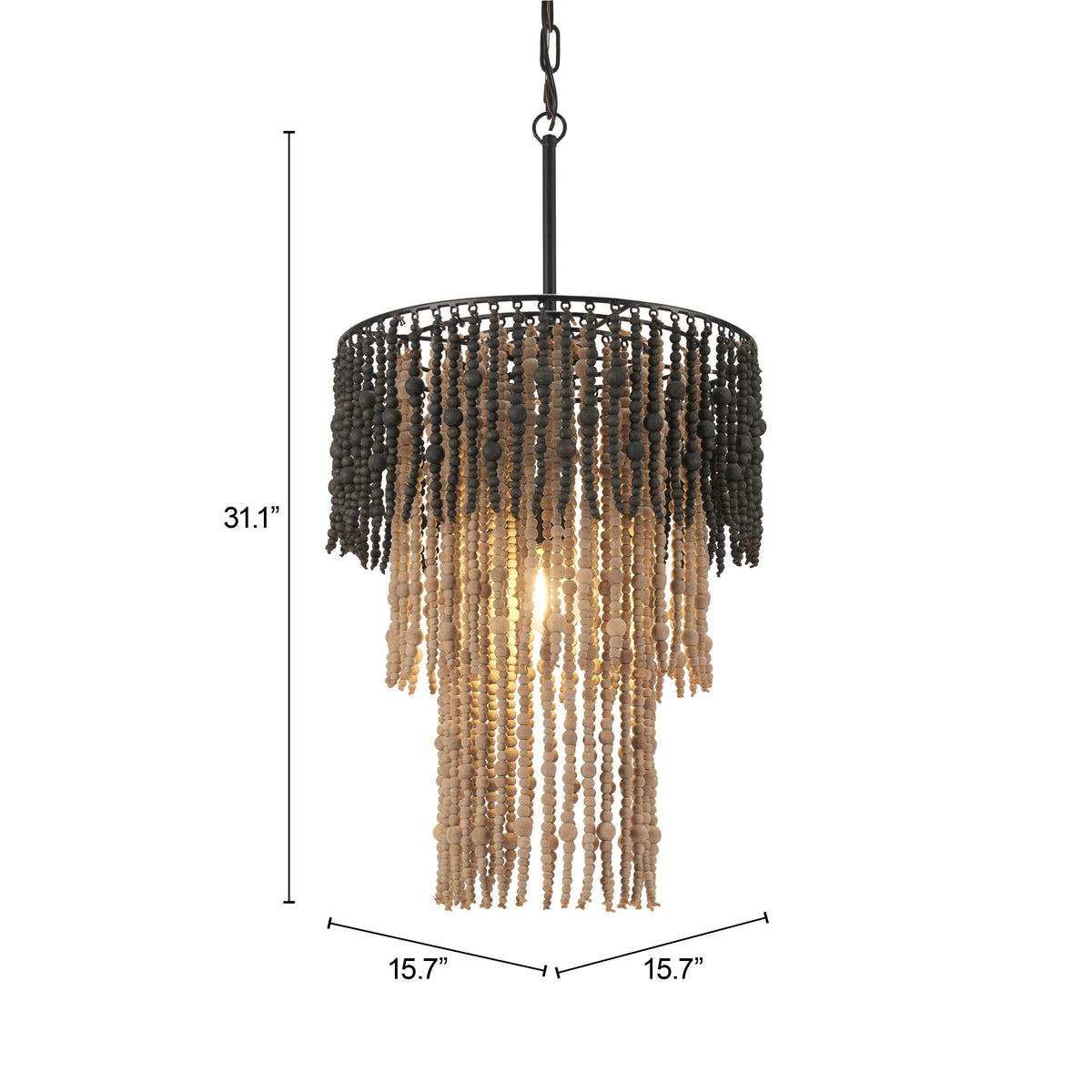 Bizu Ceiling Lamp Black & Beige by Zuo – Medium, Metal, Black & Beige, Model 56175
