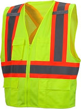 Pyramex Safety RCZ2410X2 RCZ24 Series Vest Hi-Vis Lime Vest with Contrasting Reflective Tape - Size 2X Large