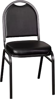 Flash Furniture Hercules Metal Dome Back Stackable Banquet Chair, Black | Commercial Grade, Silver Vein Metal Frame, Vinyl Upholstery, 500 LBS. Weight Capacity