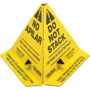 Trilingual "Do Not Stack" Printed Pallet Cones by Global Industrial – 8 x 8 x 10, Corrugated Cardboard, Yellow, Model 412402